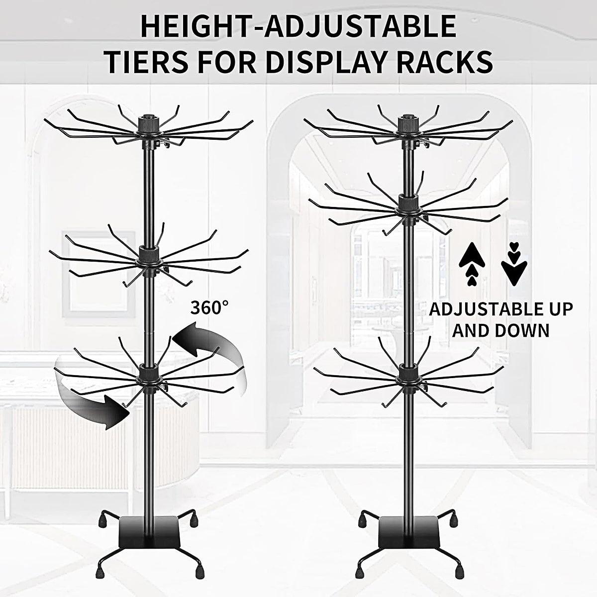 3-Tier Rotating Sock Rack Accessories Hanging Display Stand Organizer for Storage V528-DISPLAY-STAND-BLACK-987369