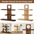 Wooden Desktop Tea Set Rack Display Stand Organizer Storage Shelf for Teaware - Brown V528-DISPLAY-STAND-DARK-596123
