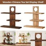 Wooden Desktop Tea Set Rack Display Stand Organizer Storage Shelf for Teaware - Brown V528-DISPLAY-STAND-DARK-596123