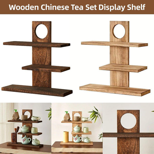 Wooden Desktop Tea Set Rack Display Stand Organizer Storage Shelf for Teaware - Brown V528-DISPLAY-STAND-DARK-596123
