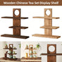 Wooden Desktop Tea Set Rack Display Stand Organizer Storage Shelf for Teaware - Brown V528-DISPLAY-STAND-DARK-596123