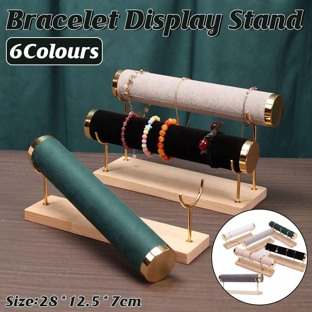 Wooden Bracelet Display Stand Single Tier Watch Bangle Holder Organizer Jewelry - Green V528-DISPLAY-STAND-GREEN-246451