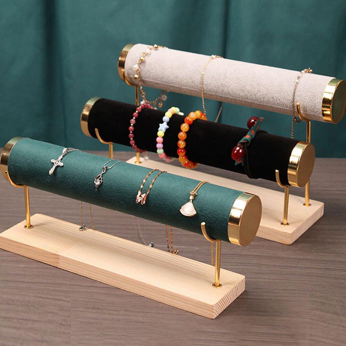Wooden Bracelet Display Stand Single Tier Watch Bangle Holder Organizer Jewelry - Green V528-DISPLAY-STAND-GREEN-246451