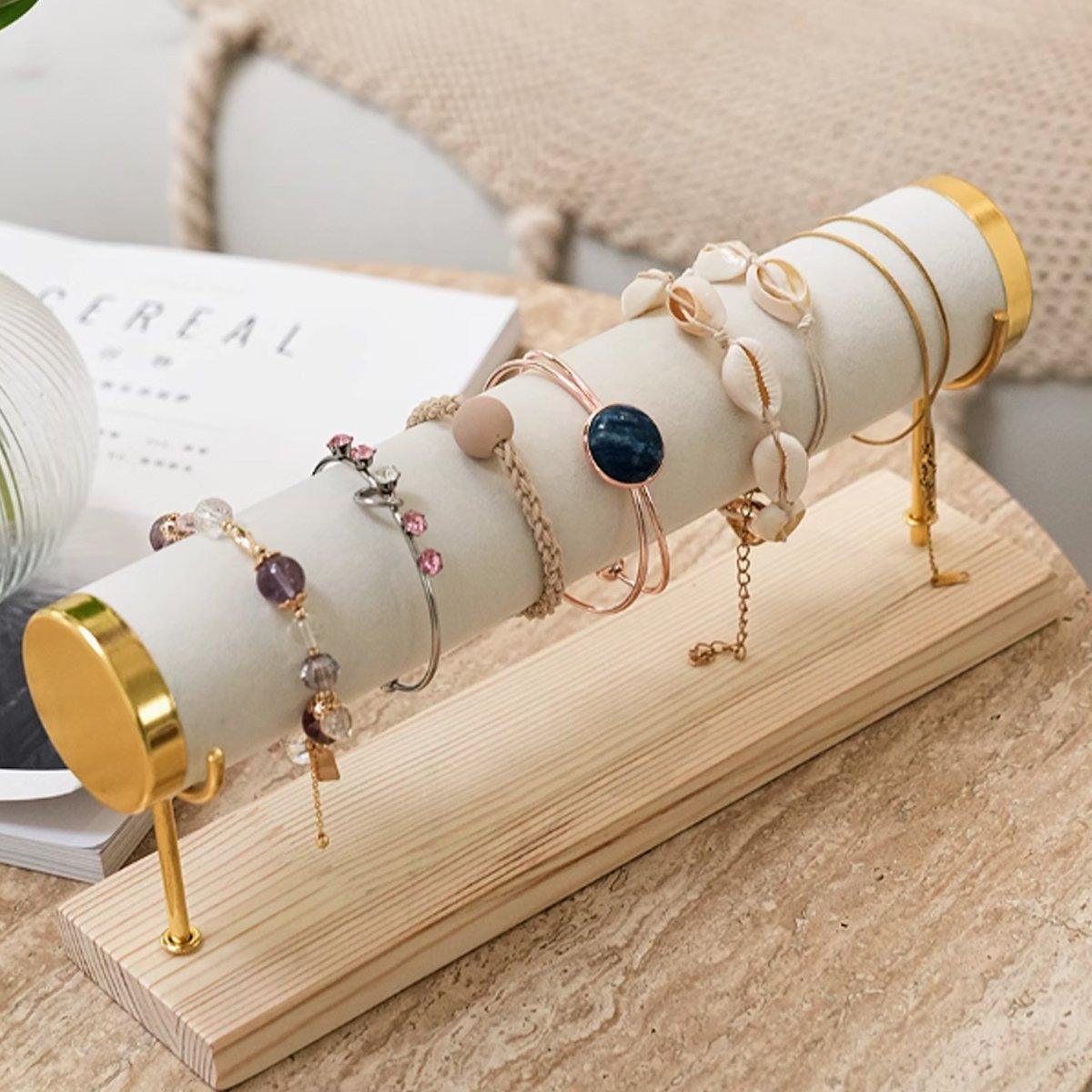 Wooden Bracelet Display Stand Single Tier Watch Bangle Holder Organizer Jewelry - Green V528-DISPLAY-STAND-GREEN-246451