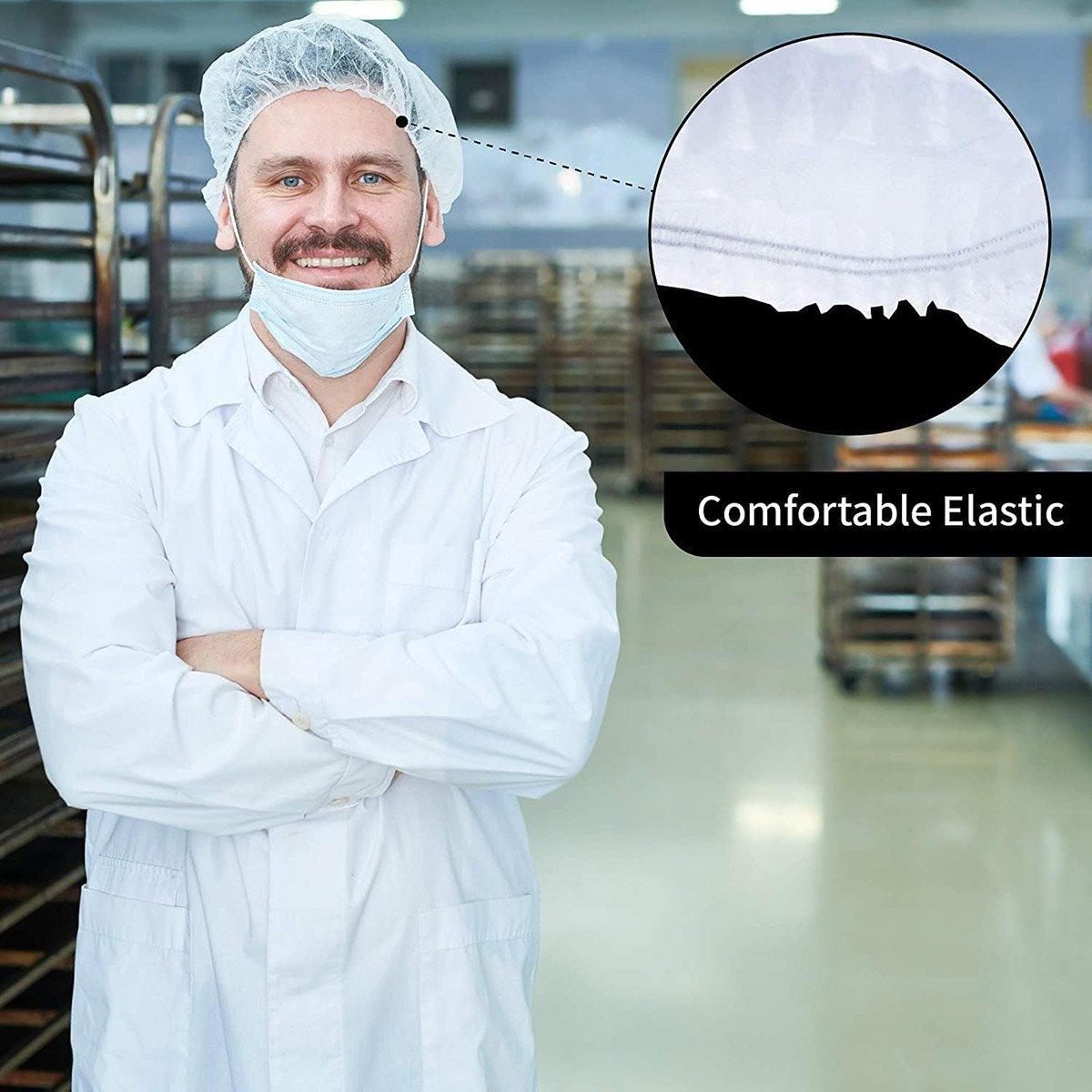 100pcs Disposable Non Woven Hairnet Caps for Food Service Kitchen Work Use V528-DISPOSABLE-HAT-21-100P-WHITE-547205
