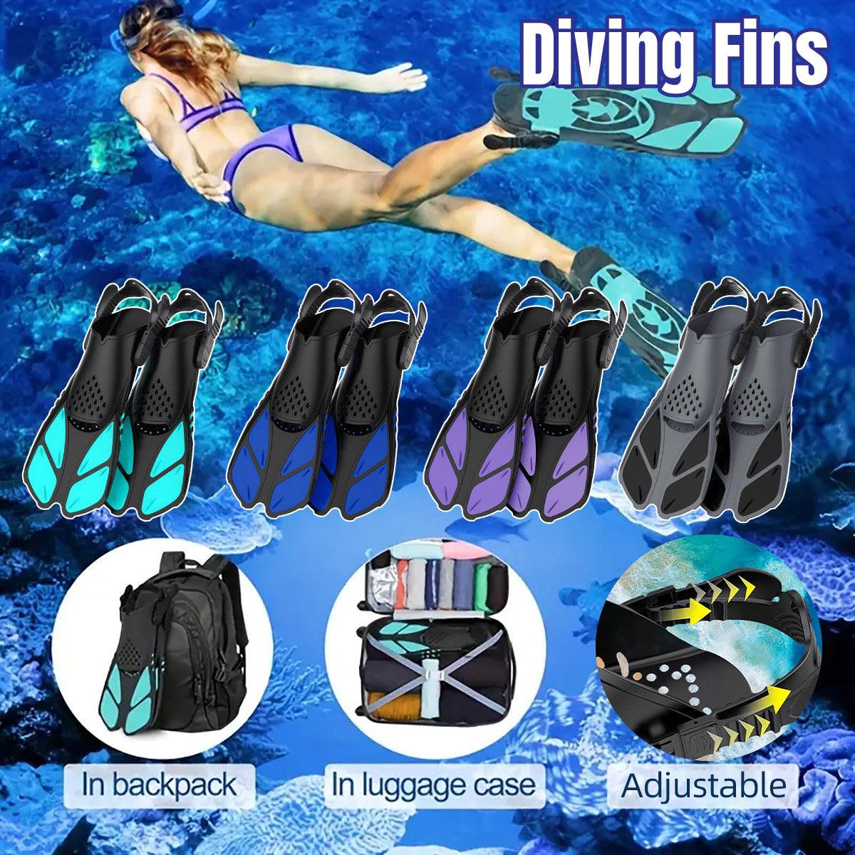 Adjustable Diving Flippers Swim Fins for Snorkeling Freestyle Training Gear - Blue-S/M V528-DIVING-FLIPPERS-BLUE-S-M-354054