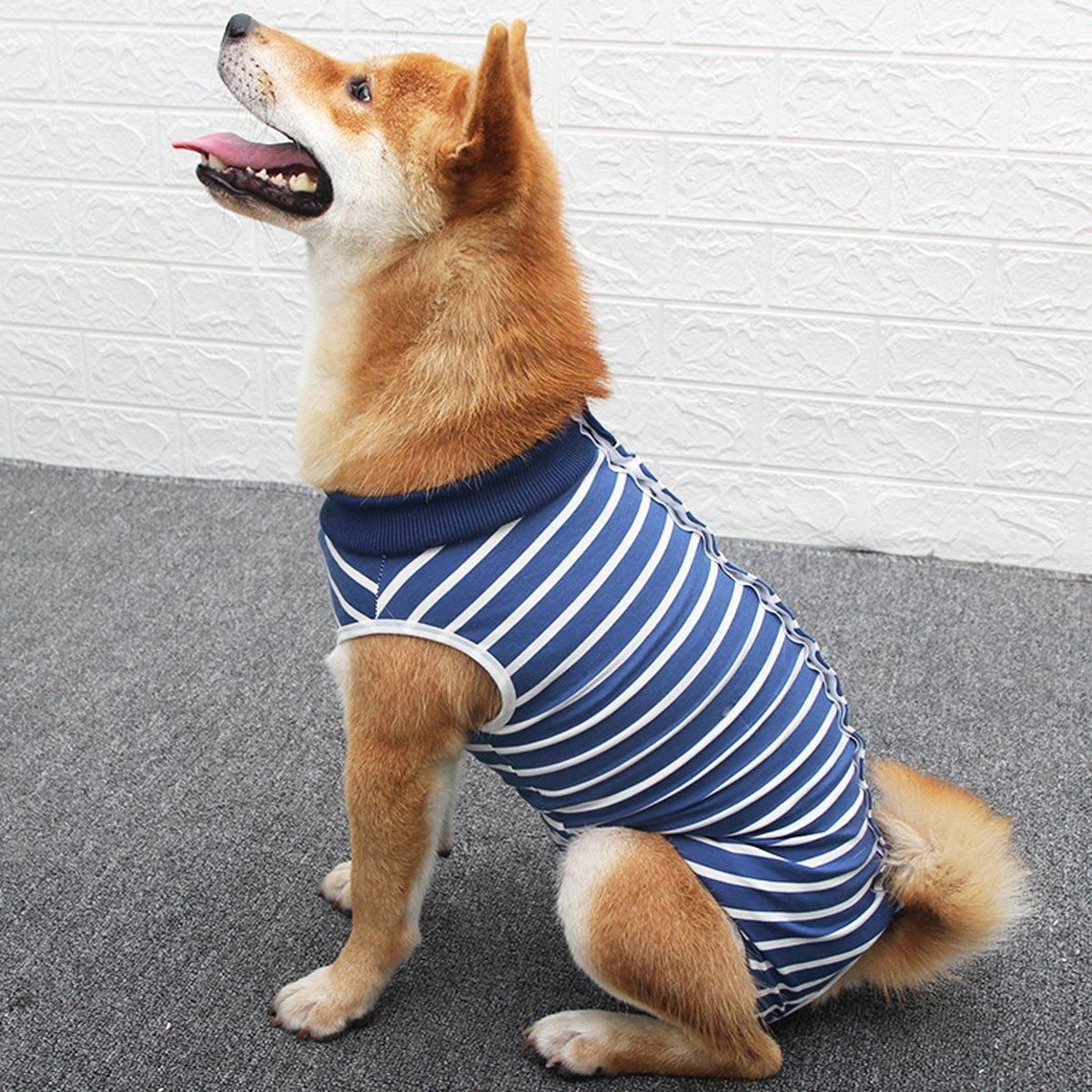Dog Recovery Suit Anti-Lick Wound Protector Pet Clothing Post-Surgery Belly - Stripes-S V528-DOG-CLOTHES-STRIPES-S-611003