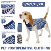 Dog Recovery Suit Anti-Lick Wound Protector Pet Clothing Post-Surgery Belly - Stripes-S V528-DOG-CLOTHES-STRIPES-S-611003