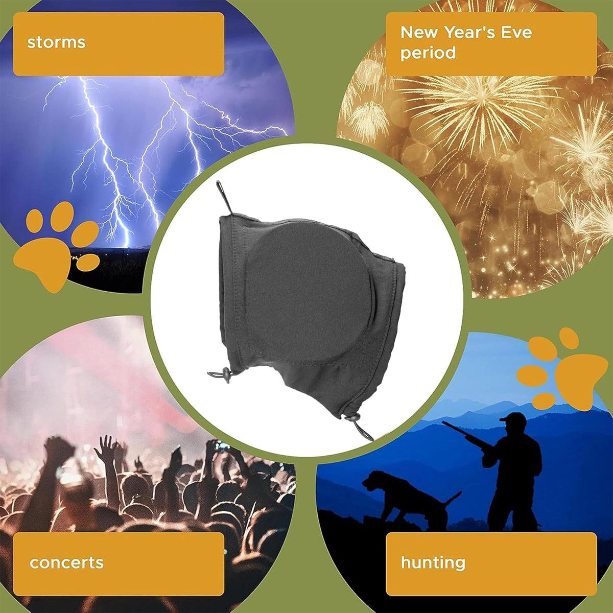 Black Adjustable Dog Ear Muffs Noise Reducing Pet Headwrap Protective Ear Cover - L V528-DOG-EARMUFFS-L-705789