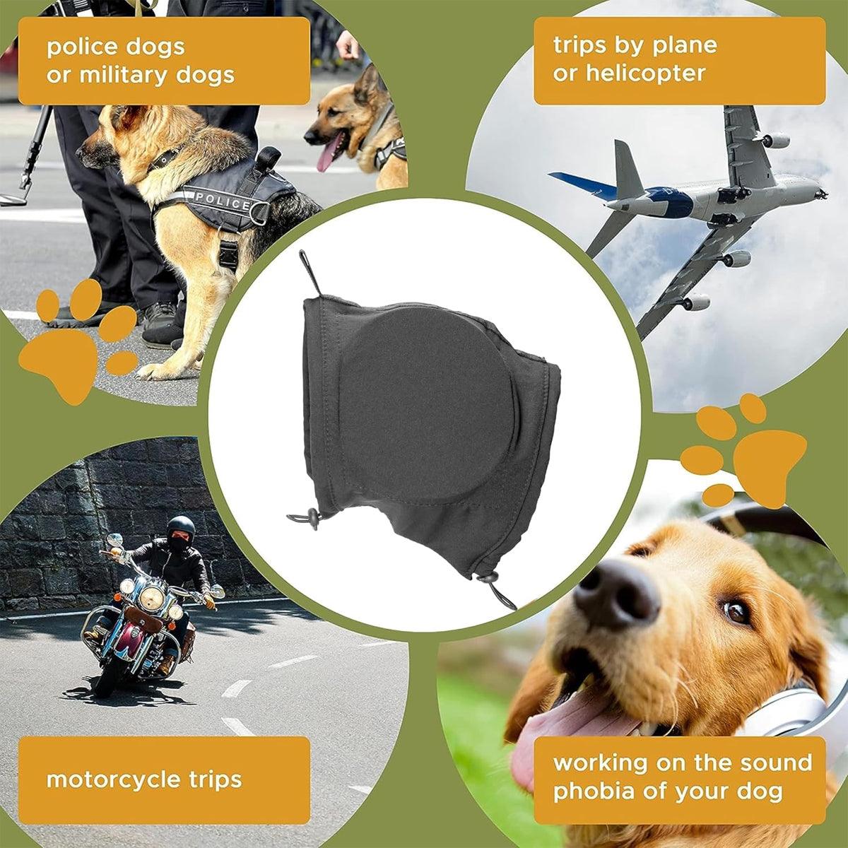 Black Adjustable Dog Ear Muffs Noise Reducing Pet Headwrap Protective Ear Cover - M V528-DOG-EARMUFFS-M-663912