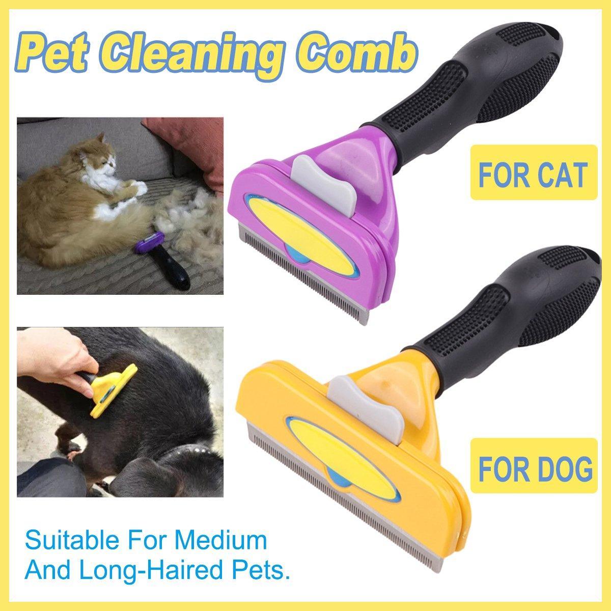 Pet Hair Removal Brush Deshedding Tool for Cats Dogs Grooming Comb Fur Remover - Yellow V528-DOG-HAIR-REMOVER-YELLOW-CM-821135