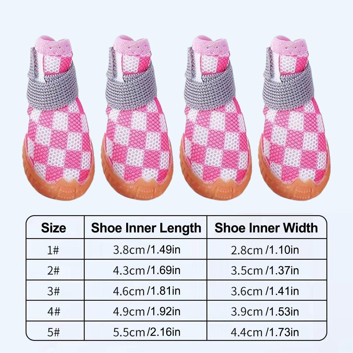 4pcs Breathable Mesh Dog Shoes Small Pets Puppy Paw Protection Summer Boots - Green-4 V528-DOG-SHOES-GREEN-4-547400