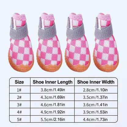4pcs Breathable Mesh Dog Shoes Small Pets Puppy Paw Protection Summer Boots - Green-4 V528-DOG-SHOES-GREEN-4-547400
