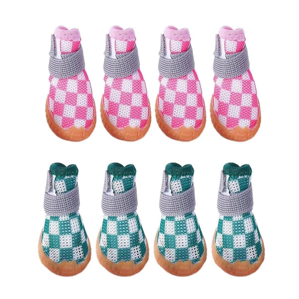 4pcs Breathable Mesh Dog Shoes Small Pets Puppy Paw Protection Summer Boots - Pink-2 V528-DOG-SHOES-PINK-2-417789
