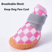 4pcs Breathable Mesh Dog Shoes Small Pets Puppy Paw Protection Summer Boots - Pink-2 V528-DOG-SHOES-PINK-2-417789