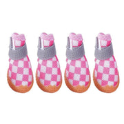 4pcs Breathable Mesh Dog Shoes Small Pets Puppy Paw Protection Summer Boots - Pink-2 V528-DOG-SHOES-PINK-2-417789