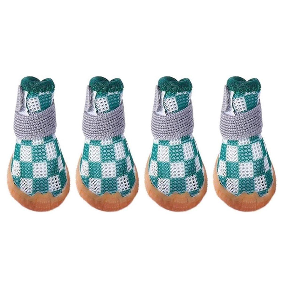 4pcs Breathable Mesh Dog Shoes Small Pets Puppy Paw Protection Summer Boots - Pink-2 V528-DOG-SHOES-PINK-2-417789