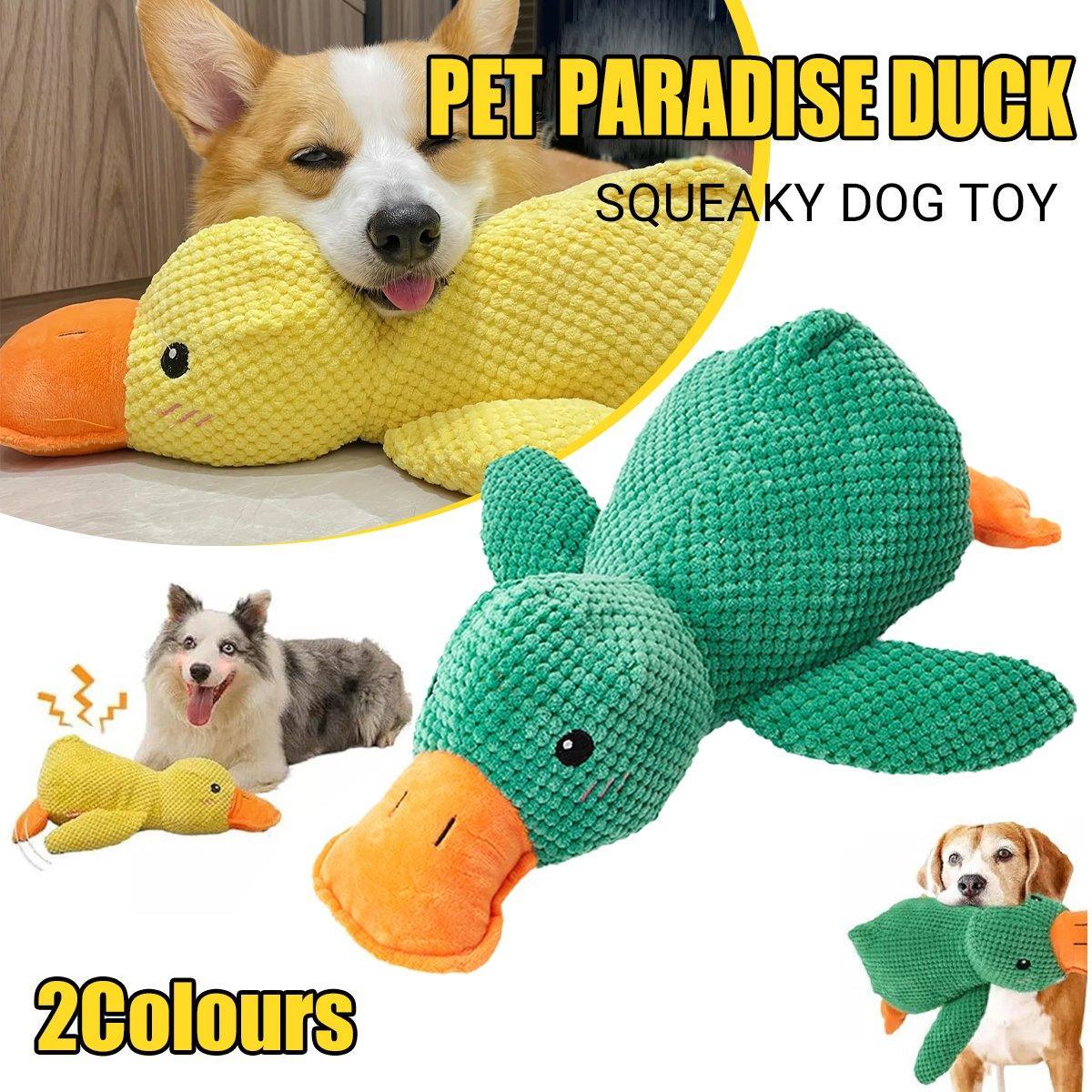 Plush Cartoon Duck Dog Toy Interactive Squeaky Pet Toy Durable Fun Chew Toy - Green V528-DOG-TOY-GREEN-427547