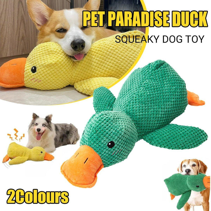 Plush Cartoon Duck Dog Toy Interactive Squeaky Pet Toy Durable Fun Chew Toy - Yellow V528-DOG-TOY-YELLOW-341297
