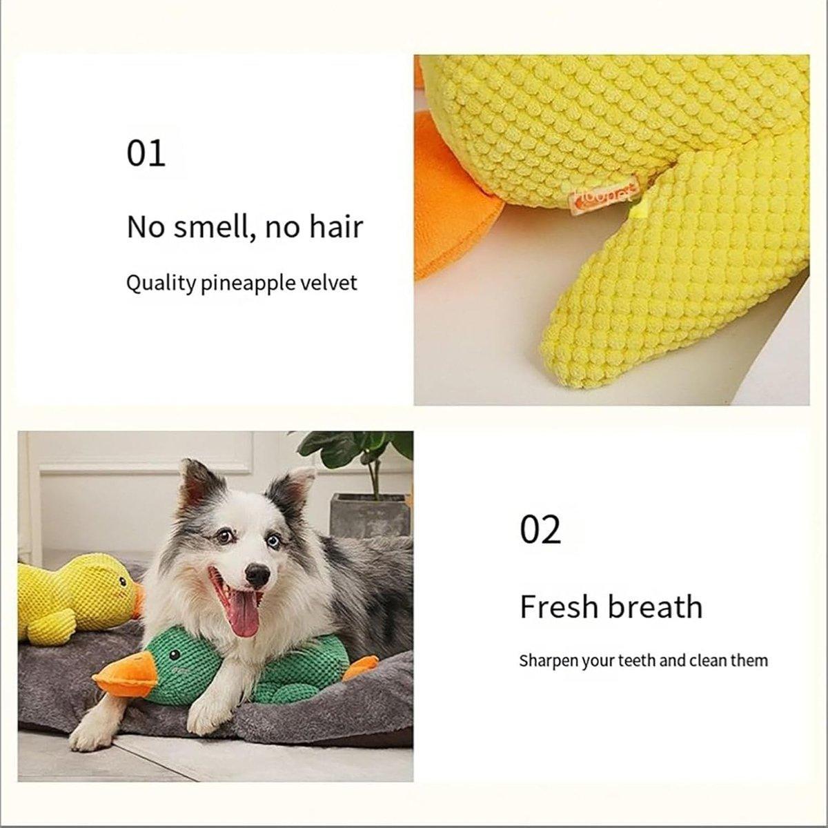 Plush Cartoon Duck Dog Toy Interactive Squeaky Pet Toy Durable Fun Chew Toy - Yellow V528-DOG-TOY-YELLOW-341297