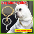 Dog Chain Collar Heavy Duty Choker Double Pet Slip Check Twist Link Chrome Chain Silver - 45CM V528-DOGCHAIN-SILVER-45CM-367171