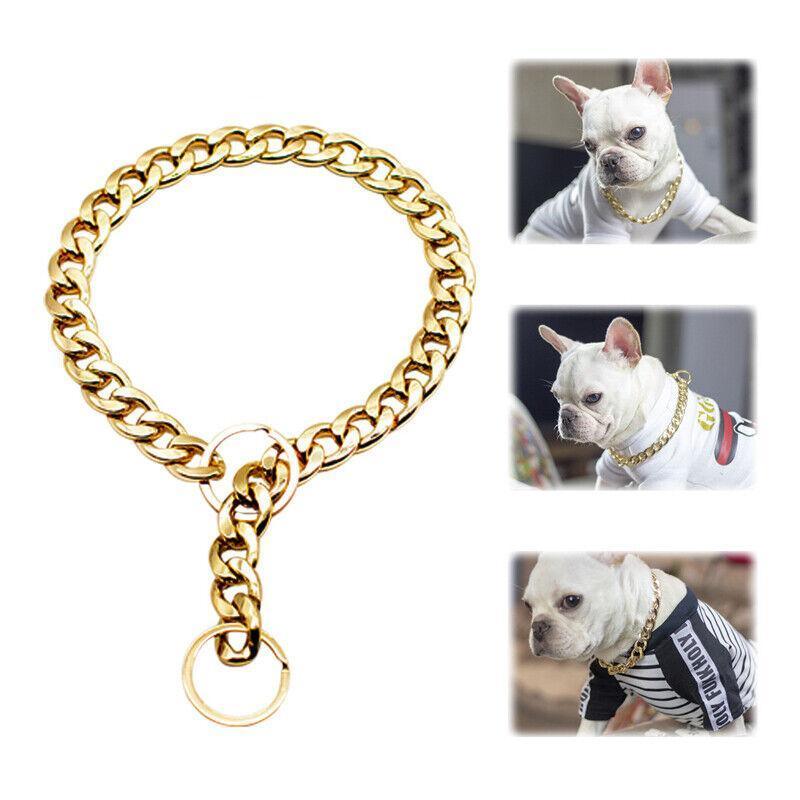 Dog Chain Collar Heavy Duty Choker Double Pet Slip Check Twist Link Chrome Chain Silver - 45CM V528-DOGCHAIN-SILVER-45CM-367171