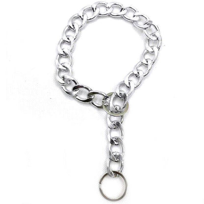 Dog Chain Collar Heavy Duty Choker Double Pet Slip Check Twist Link Chrome Chain Silver - 45CM V528-DOGCHAIN-SILVER-45CM-367171