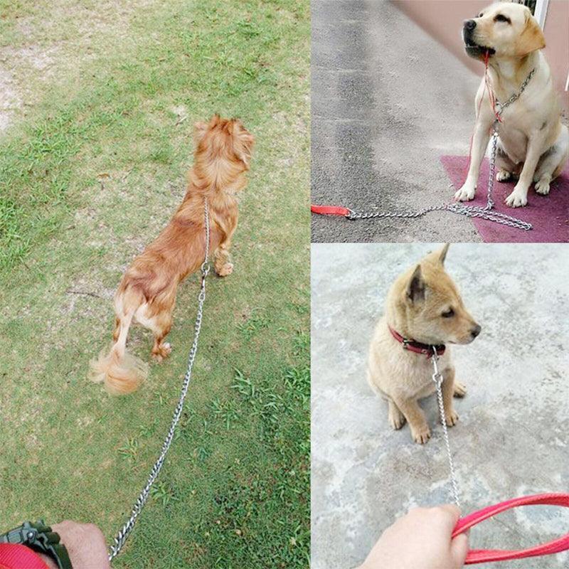 120Cm Pet Dog Puppy Padded Handle Metal Chain Dog Leash - Red V528-DOGCHAINLEAD-RED-142659