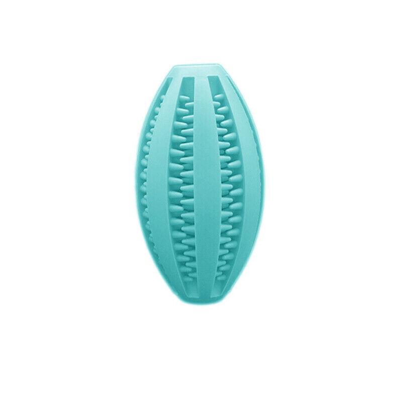 Dog Chew Toy Rubber Ball Treat Dispenser Dental Cleaning Training Play Ball - Dark Blue Rugby (11.5CM) V528-DOGCHEWTOY-BLUE-L-875081