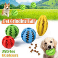 Dog Chew Toy Rubber Ball Treat Dispenser Dental Cleaning Training Play Ball - Green Spherical (Small)