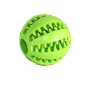 Dog Chew Toy Rubber Ball Treat Dispenser Dental Cleaning Training Play Ball - Yellow Spherical (Large)