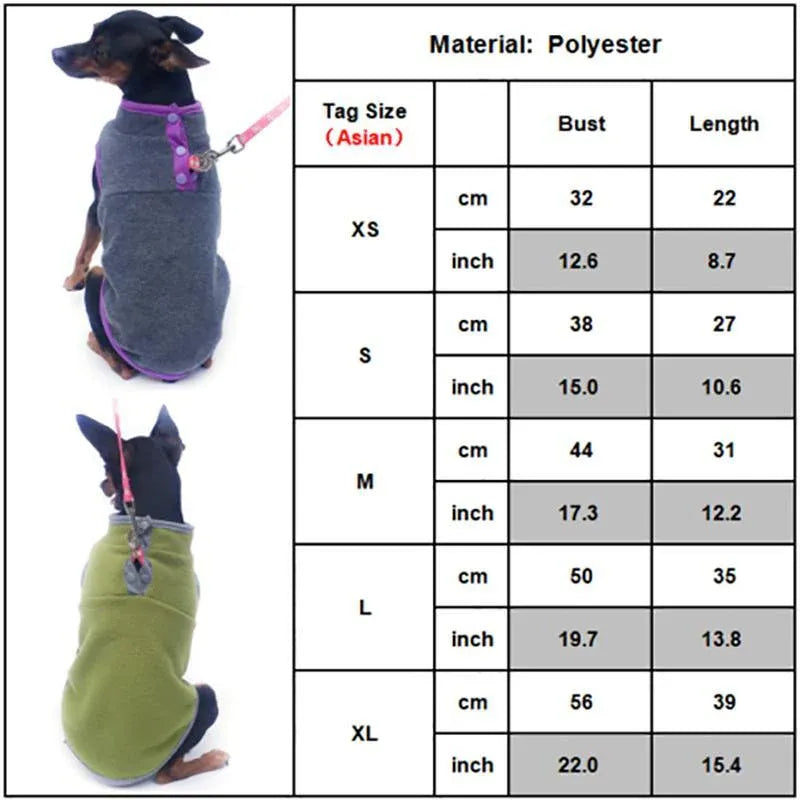 XL Pet Dog Puppy Winter Warm Fleece Jumper Vest Coat Jacket Apparel Clothes - Blue V528-DOGCLOTHING-BLUE-L-32534