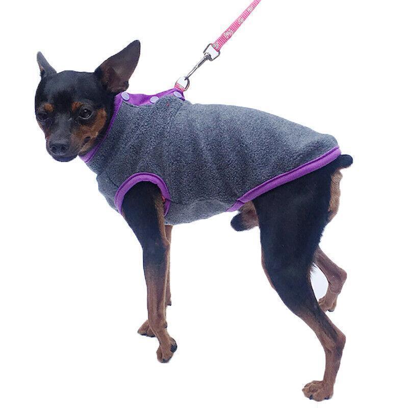 XS Pet Dog Puppy Winter Warm Fleece Jumper Vest Coat Jacket Apparel Clothes - Blue V528-DOGCLOTHING-BLUE-S-95827