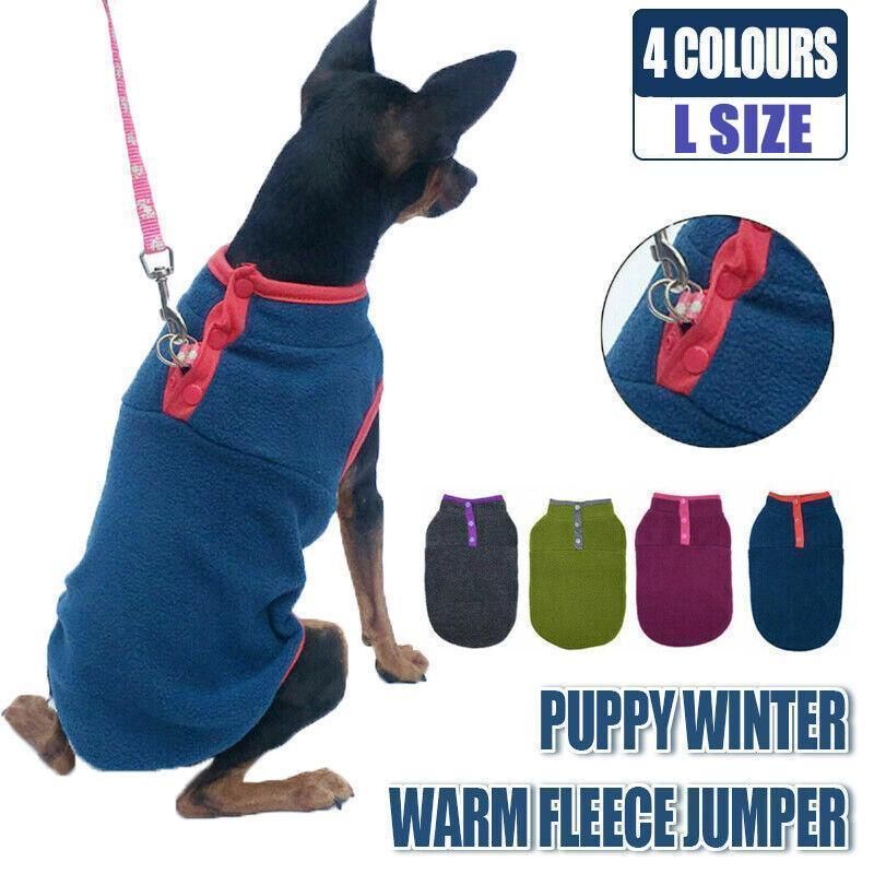 L Pet Dog Puppy Winter Warm Fleece Jumper Vest Coat Jacket Apparel Clothes Outdoor - Grey V528-DOGCLOTHING-GREY-L-29089