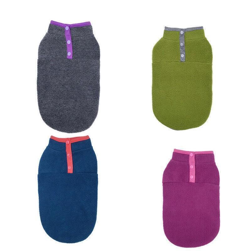 L Pet Dog Puppy Winter Warm Fleece Jumper Vest Coat Jacket Apparel Clothes Outdoor - Grey V528-DOGCLOTHING-GREY-L-29089