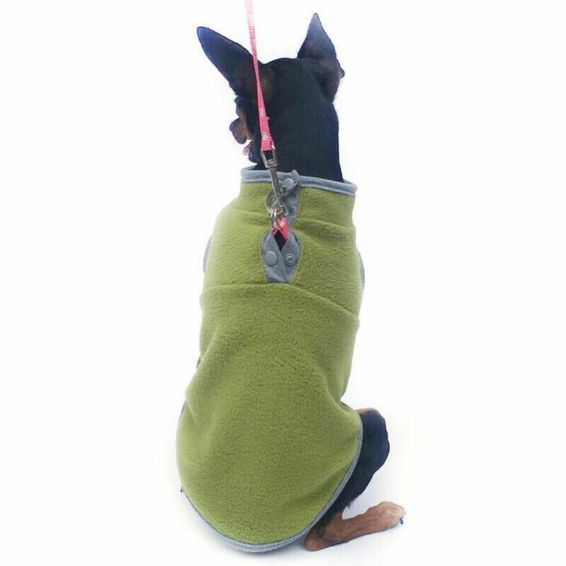 L Pet Dog Puppy Winter Warm Fleece Jumper Vest Coat Jacket Apparel Clothes Outdoor - Grey V528-DOGCLOTHING-GREY-L-29089