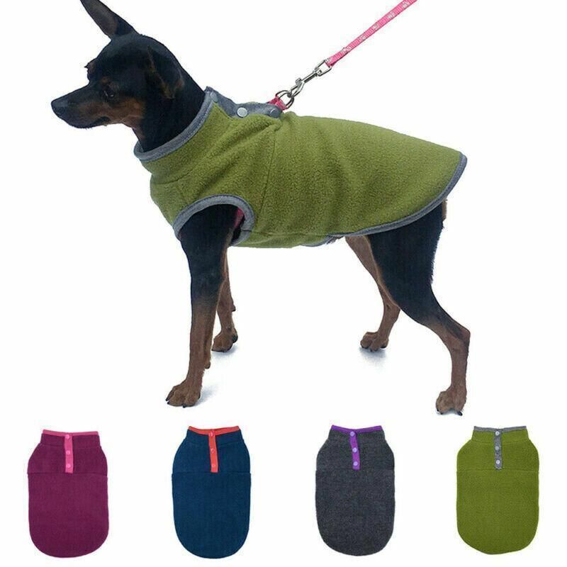 L Pet Dog Puppy Winter Warm Fleece Jumper Vest Coat Jacket Apparel Clothes Outdoor - Grey V528-DOGCLOTHING-GREY-L-29089