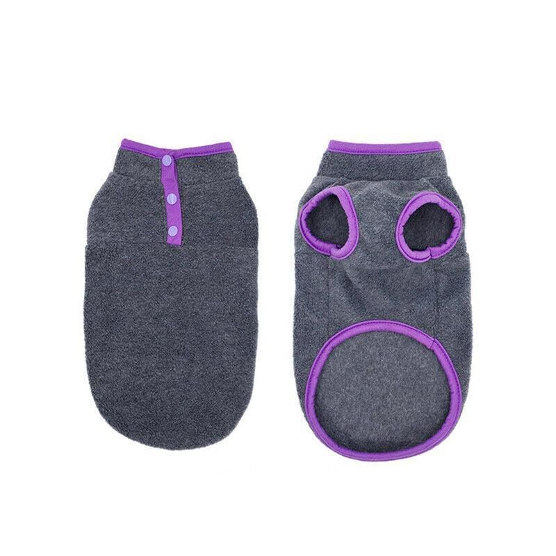 XL Pet Dog Puppy Winter Warm Fleece Jumper Vest Coat Jacket Apparel Clothes - Grey V528-DOGCLOTHING-GREY-L-91343