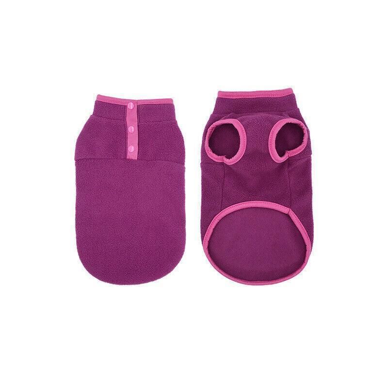 L Pet Dog Puppy Winter Warm Fleece Jumper Vest Coat Jacket Apparel Clothes Outdoor - Pink V528-DOGCLOTHING-PURPLE-L-96874