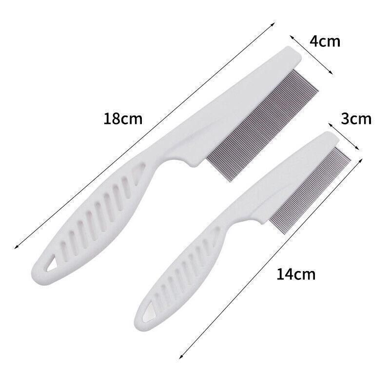 1PC Small Fine Toothed Flea Flee Metal Nit Head Hair Lice Comb with Handle - White V528-DOGCOMB-WHITE-SMALL-31865