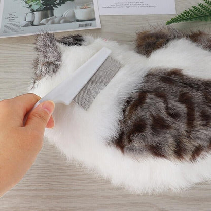 1PC Small Fine Toothed Flea Flee Metal Nit Head Hair Lice Comb with Handle - White V528-DOGCOMB-WHITE-SMALL-31865