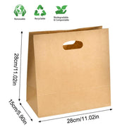 50PCS Scooped Kraft Paper Tote Bags Gift Bags for Party Wedding Packaging V528-DOGGY-BAG-50PCS-216647