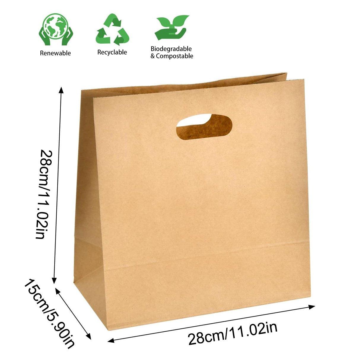 50PCS Scooped Kraft Paper Tote Bags Gift Bags for Party Wedding Packaging V528-DOGGY-BAG-50PCS-216647