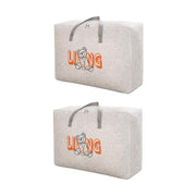 2pcs Cartoon Bear Luggage Organizer Storage Bags Blanket Quilt Closet Box Set - White-M V528-DOGGY-BAG-M-WHITE-759325