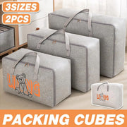 2pcs Cartoon Bear Luggage Organizer Storage Bags Blanket Quilt Closet Box Set - White-M V528-DOGGY-BAG-M-WHITE-759325