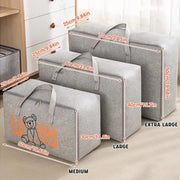 2pcs Cartoon Bear Luggage Organizer Storage Bags Blanket Quilt Closet Box Set - White-M V528-DOGGY-BAG-M-WHITE-759325