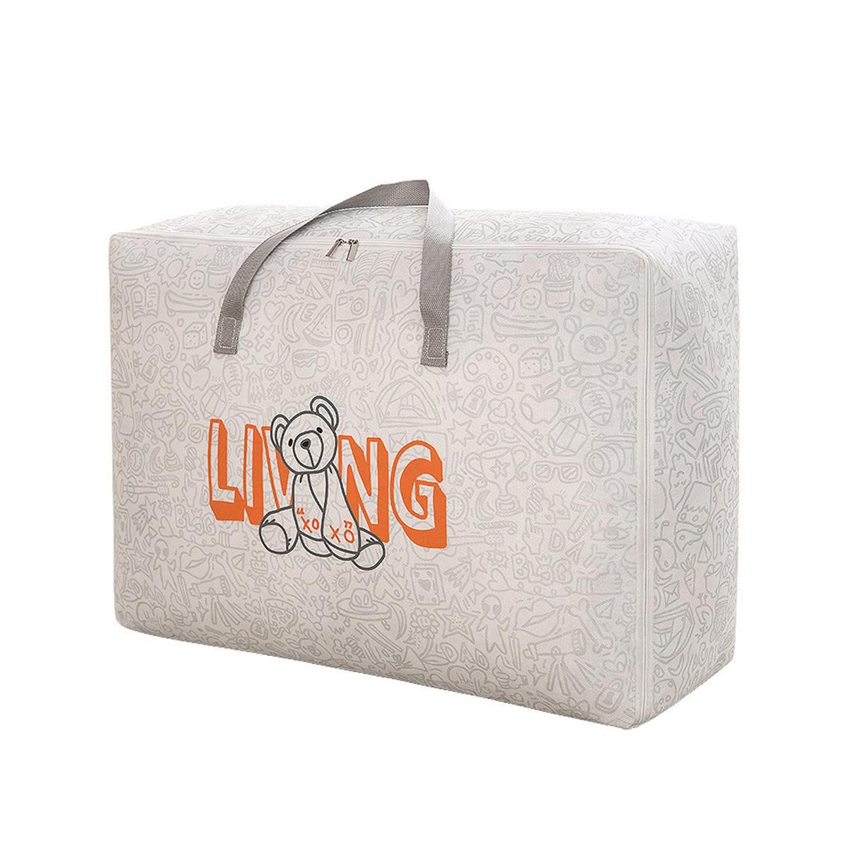 2pcs Cartoon Bear Luggage Organizer Storage Bags Blanket Quilt Closet Box Set - White-M V528-DOGGY-BAG-M-WHITE-759325