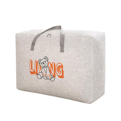2pcs Cartoon Bear Luggage Organizer Storage Bags Blanket Quilt Closet Box Set - White-M V528-DOGGY-BAG-M-WHITE-759325