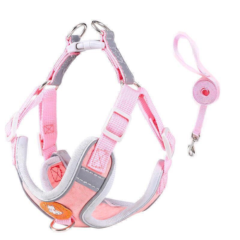Dog Harness Cat Lead Puppy Leash Vest Mesh Breathe Adjustable Braces Small Pet Pink - L V528-DOGHARNESS-PINK-L-724111