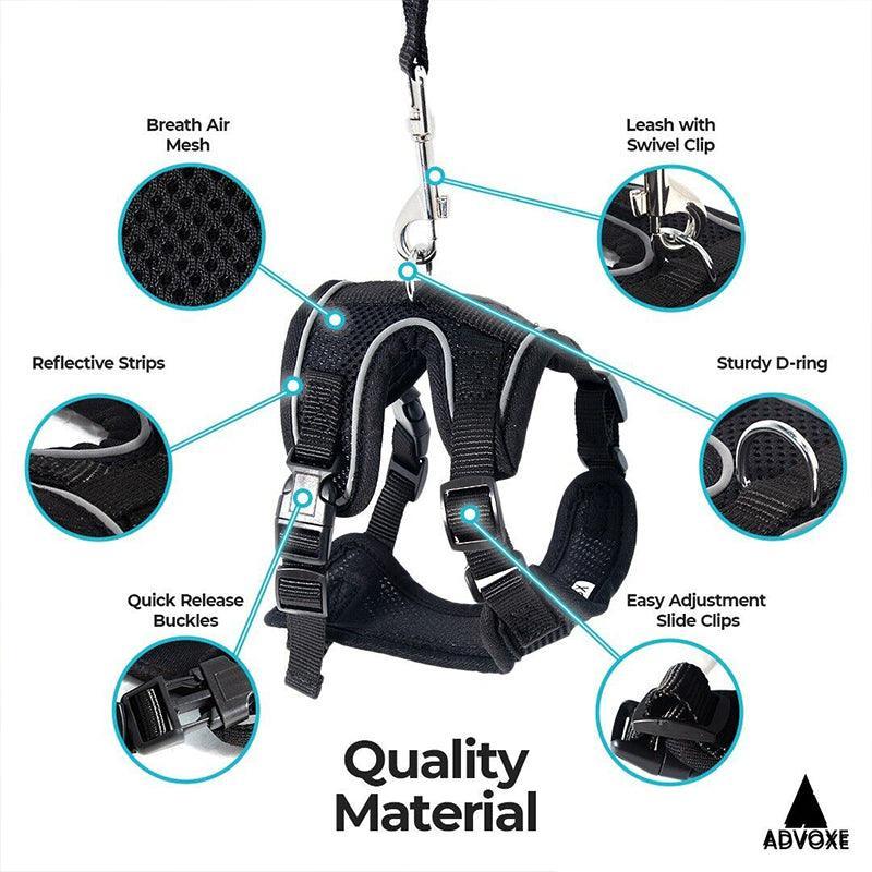 Adjustable Pet Harness and Leash Set for Cat Dog Escape Proof Reflective Vest - S V528-DOGHARNESSLEASH-S-682230